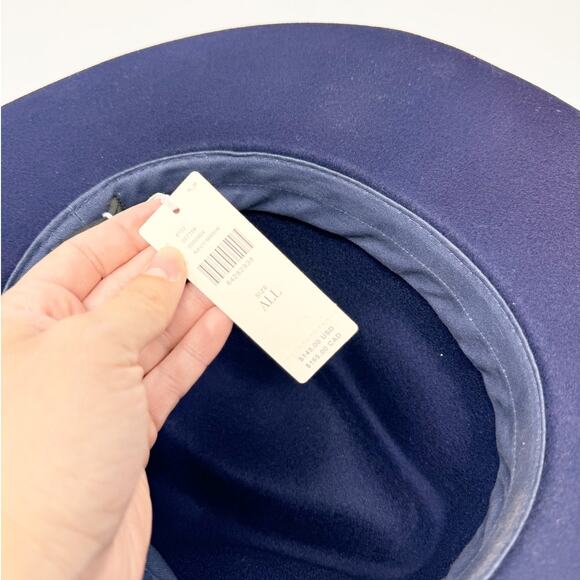 NWT Lele Sadoughi Wool Pearl Detail Navy Rancher Hat main image 7